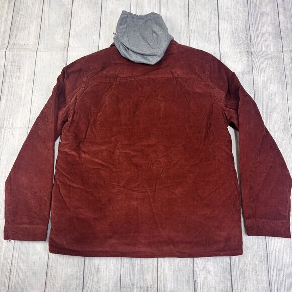 Levis Corduroy Sherpa-Lined Jacket With Hood Size Large Red & Gray - Picture 2 of 13